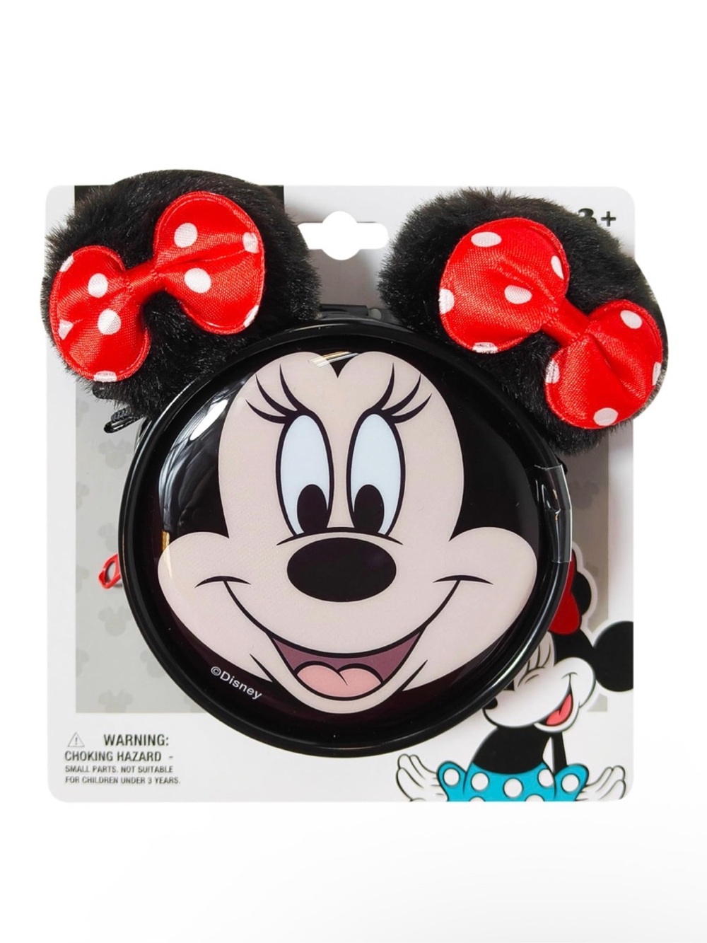 Disney Minnie Coin Purse Bag Charm w/Plush Ears Hair Clips - NWT